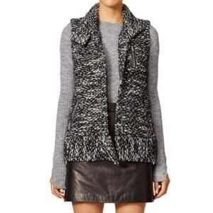 Rebecca Taylor Women's Size Small (Size 6) Trace Tweed Moto Vest Black